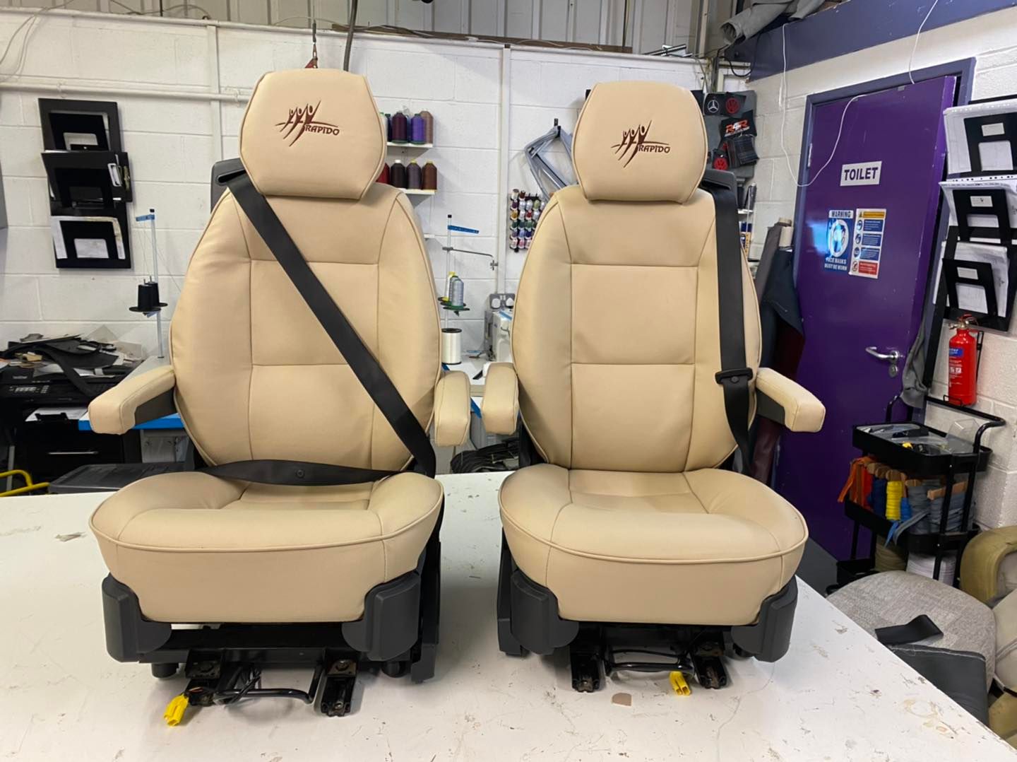 Rapido motorhome seats upholstery Blue Note Upholstery